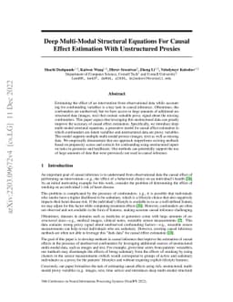 Deep Multi-Modal Structural Equations For Causal Effect Estimation With
  Unstructured Proxies