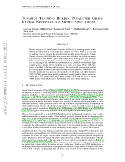 Towards Training Billion Parameter Graph Neural Networks for Atomic
  Simulations