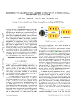 Distortion-Tolerant Monocular Depth Estimation On Omnidirectional Images
  Using Dual-cubemap