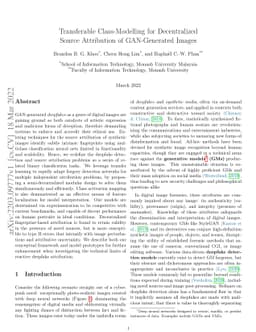 Transferable Class-Modelling for Decentralized Source Attribution of
  GAN-Generated Images