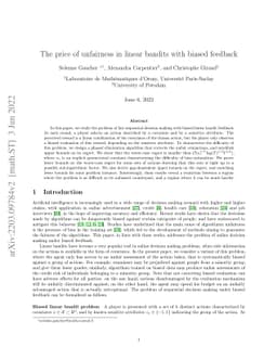 The price of unfairness in linear bandits with biased feedback
