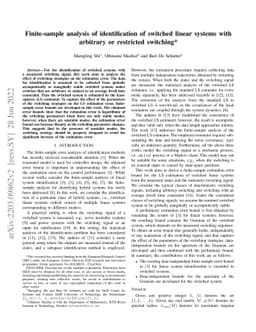 Finite-sample analysis of identification of switched linear systems with
  arbitrary or restricted switching