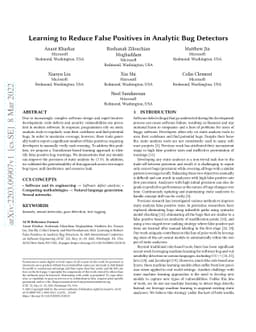 Learning to Reduce False Positives in Analytic Bug Detectors