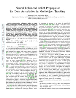 Neural Enhanced Belief Propagation for Data Association in Multiobject
  Tracking
