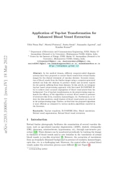 Application of Top-hat Transformation for Enhanced Blood Vessel
  Extraction