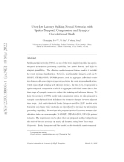 Ultra-low Latency Spiking Neural Networks with Spatio-Temporal
  Compression and Synaptic Convolutional Block
