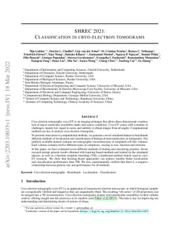 SHREC 2021: Classification in cryo-electron tomograms