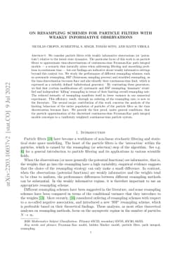 On resampling schemes for particle filters with weakly informative
  observations