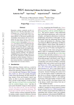 RELIC: Retrieving Evidence for Literary Claims
