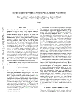 On the role of Lip Articulation in Visual Speech Perception