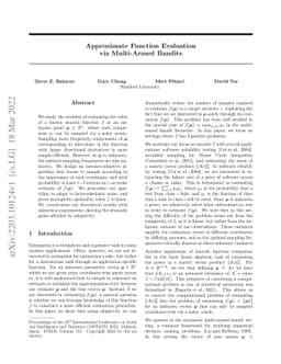 Approximate Function Evaluation via Multi-Armed Bandits