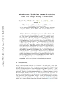 ViewFormer: NeRF-free Neural Rendering from Few Images Using
  Transformers