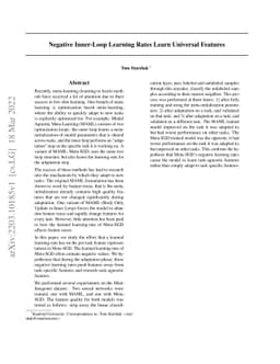 Negative Inner-Loop Learning Rates Learn Universal Features