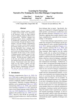 Learning-by-Narrating: Narrative Pre-Training for Zero-Shot Dialogue
  Comprehension