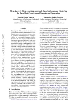 Meta-X$_{NLG}$: A Meta-Learning Approach Based on Language Clustering
  for Zero-Shot Cross-Lingual Transfer and Generation