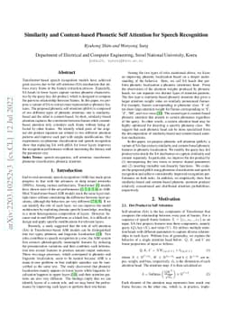 Similarity and Content-based Phonetic Self Attention for Speech
  Recognition