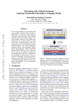 Pretraining with Artificial Language: Studying Transferable Knowledge in
  Language Models