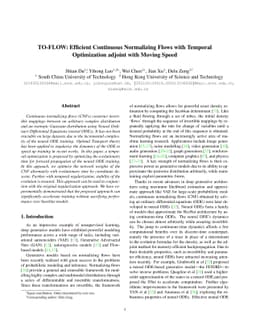 TO-FLOW: Efficient Continuous Normalizing Flows with Temporal
  Optimization adjoint with Moving Speed