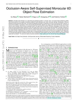 Occlusion-Aware Self-Supervised Monocular 6D Object Pose Estimation