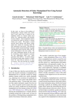 Automatic Detection of Entity-Manipulated Text using Factual Knowledge