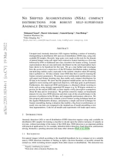 No Shifted Augmentations (NSA): compact distributions for robust
  self-supervised Anomaly Detection