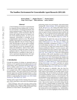 The Sandbox Environment for Generalizable Agent Research (SEGAR)