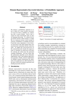 Domain Representative Keywords Selection: A Probabilistic Approach