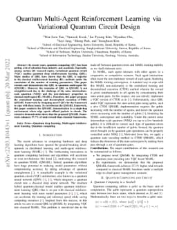 Quantum Multi-Agent Reinforcement Learning via Variational Quantum
  Circuit Design