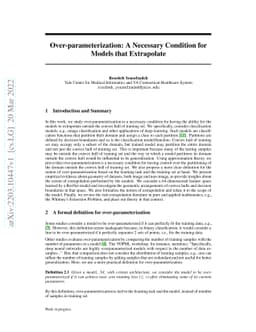Over-parameterization: A Necessary Condition for Models that Extrapolate