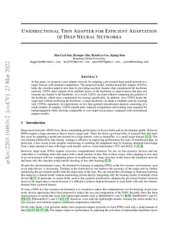 Unidirectional Thin Adapter for Efficient Adaptation of Deep Neural
  Networks