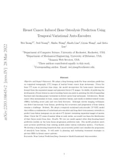 Breast Cancer Induced Bone Osteolysis Prediction Using Temporal
  Variational Auto-Encoders