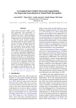 Leveraging Expert Guided Adversarial Augmentation For Improving
  Generalization in Named Entity Recognition