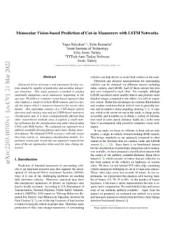 Monocular Vision-based Prediction of Cut-in Maneuvers with LSTM Networks