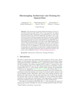 Disentangling Architecture and Training for Optical Flow