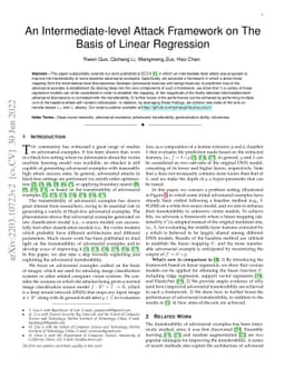 An Intermediate-level Attack Framework on The Basis of Linear Regression