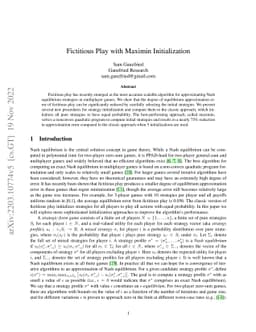 Fictitious Play with Maximin Initialization