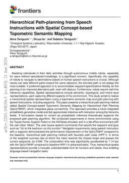 Hierarchical Path-planning from Speech Instructions with Spatial
  Concept-based Topometric Semantic Mapping