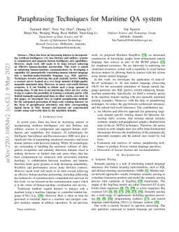 Paraphrasing Techniques for Maritime QA system