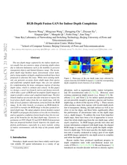 RGB-Depth Fusion GAN for Indoor Depth Completion