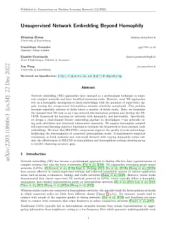 Unsupervised Network Embedding Beyond Homophily