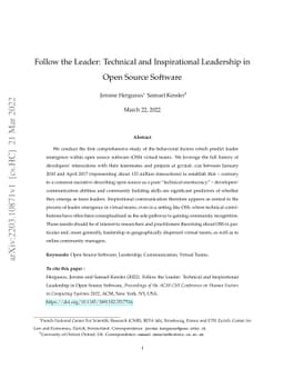 Follow the Leader: Technical and Inspirational Leadership in Open Source
  Software