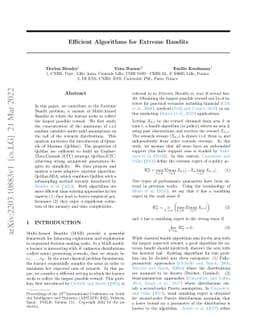 Efficient Algorithms for Extreme Bandits