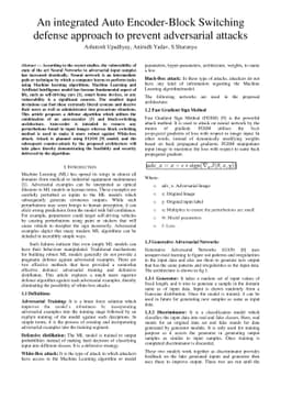 An integrated Auto Encoder-Block Switching defense approach to prevent
  adversarial attacks
