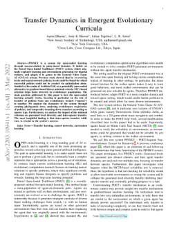 Transfer Dynamics in Emergent Evolutionary Curricula
