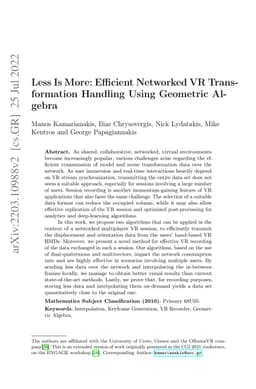 Less Is More: Efficient Networked VR Transformation Handling Using
  Geometric Algebra