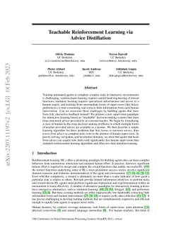 Teachable Reinforcement Learning via Advice Distillation