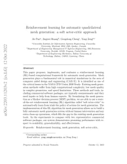Reinforcement learning for automatic quadrilateral mesh generation: a
  soft actor-critic approach