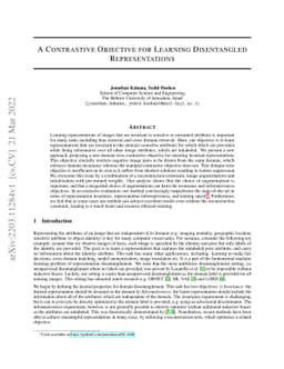 A Contrastive Objective for Learning Disentangled Representations