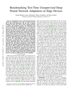 Benchmarking Test-Time Unsupervised Deep Neural Network Adaptation on
  Edge Devices