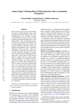 Suum Cuique: Studying Bias in Taboo Detection with a Community
  Perspective
